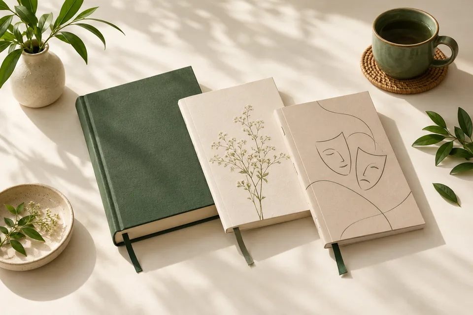 Novel, poetry book and playscript booklet with bookmarks.